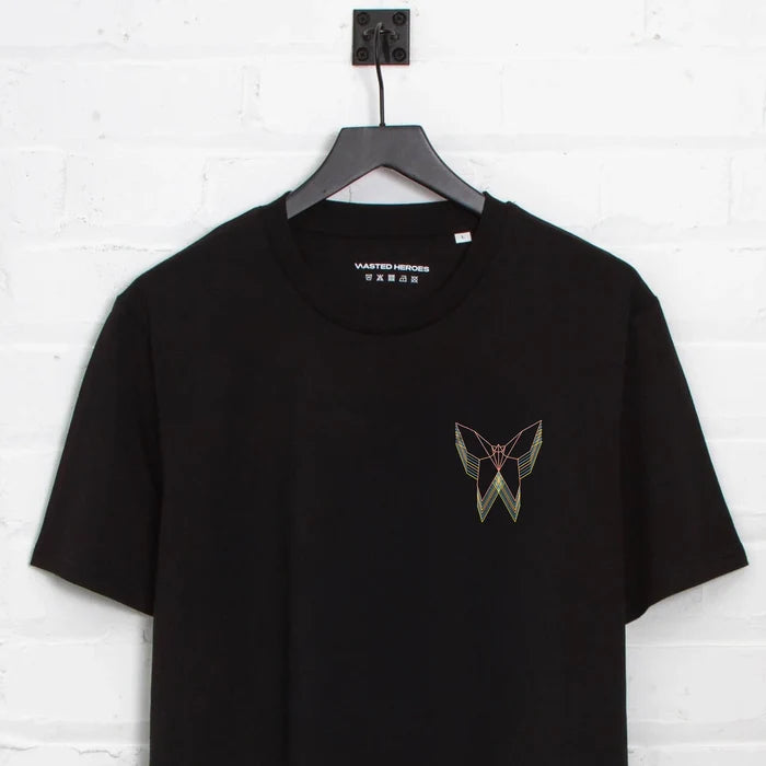 Crest Trails Origami Butterfly Print - Tshirt - Black