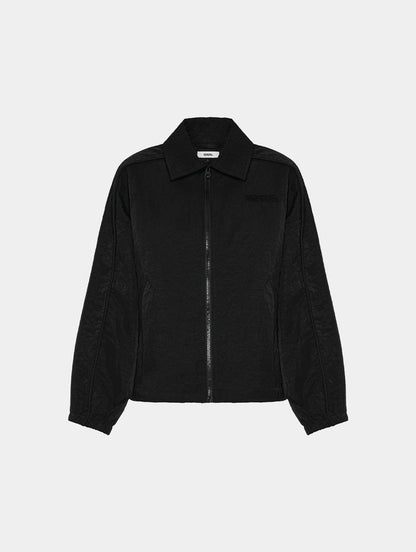 CRUSHED SATIN BLOUSON  - BLACK