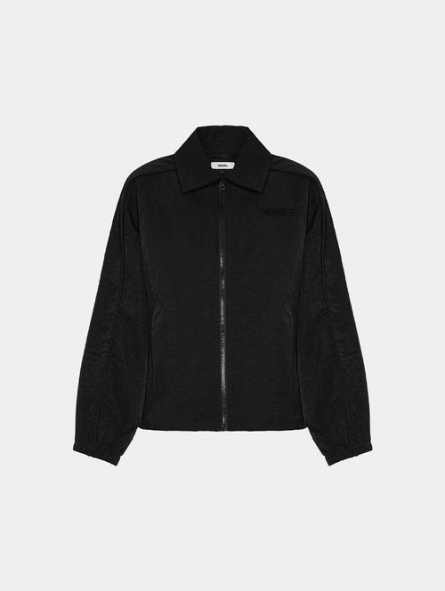 CRUSHED SATIN BLOUSON  - BLACK
