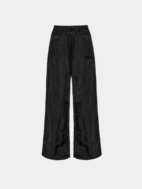 CRUSHED SATIN TRACK PANT - BLACK
