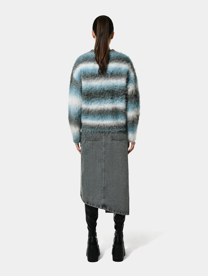 DENIM ASYMMETRIC WRAP SKIRT - Blue
