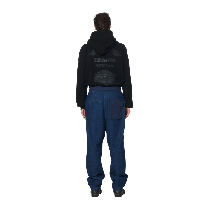 DENIM CARGO PANTS - BLUE