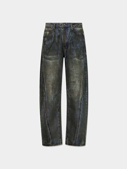 DIRTY WASHED DIAGONAL DENIM