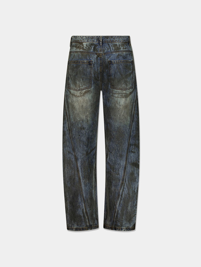 DIRTY WASHED DIAGONAL DENIM