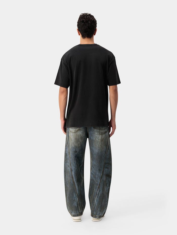 DIRTY WASHED DIAGONAL DENIM