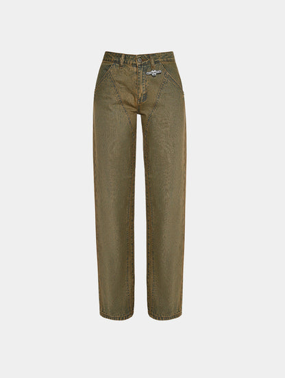 DUSTY PANELED JEANS - DUSTY SAND