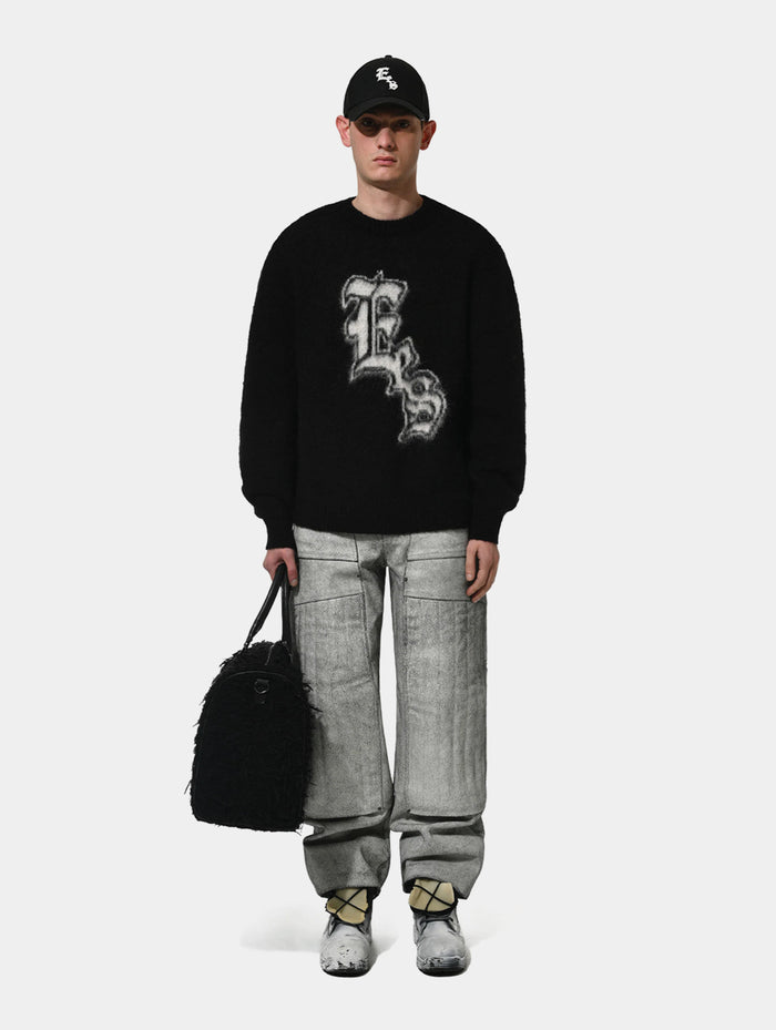 EES BRUSHED MOHAIR SWEATER - BLACK