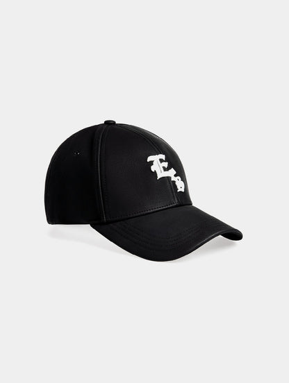 EES FAUX LEATHER CAP - BLACK