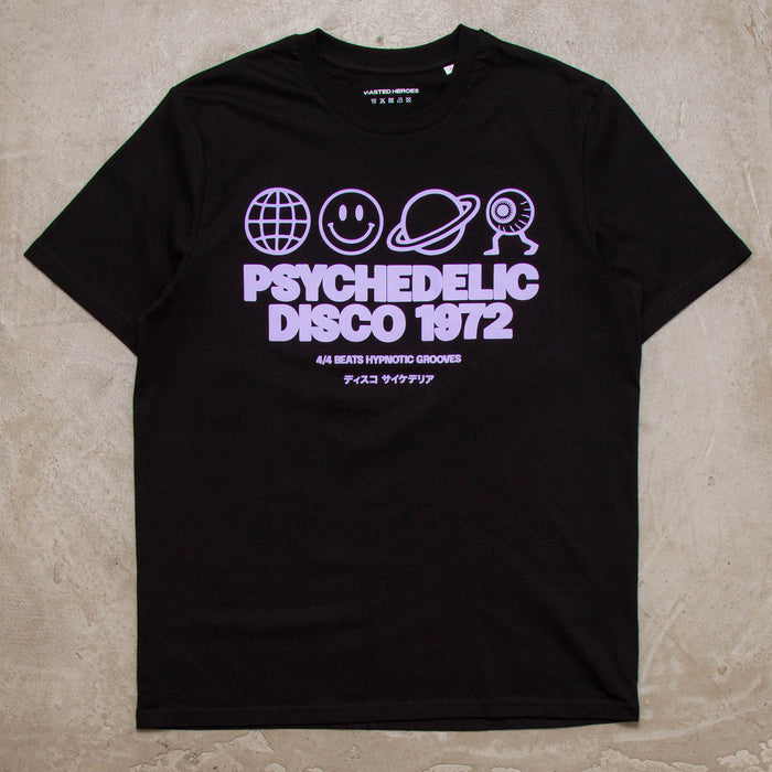 Elements Purple Psychedelic Disco 1972  Front Print - Tshirt -Black