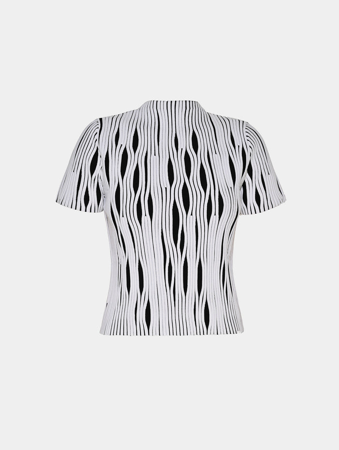FITTED TEXTURED TOP- BLACK & WHITE