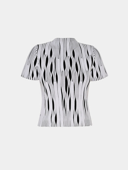 FITTED TEXTURED TOP- BLACK & WHITE