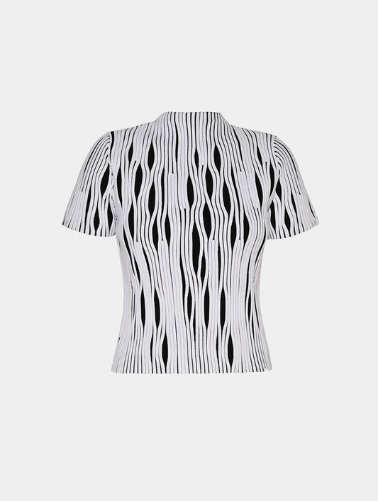 FITTED TEXTURED TOP- BLACK & WHITE