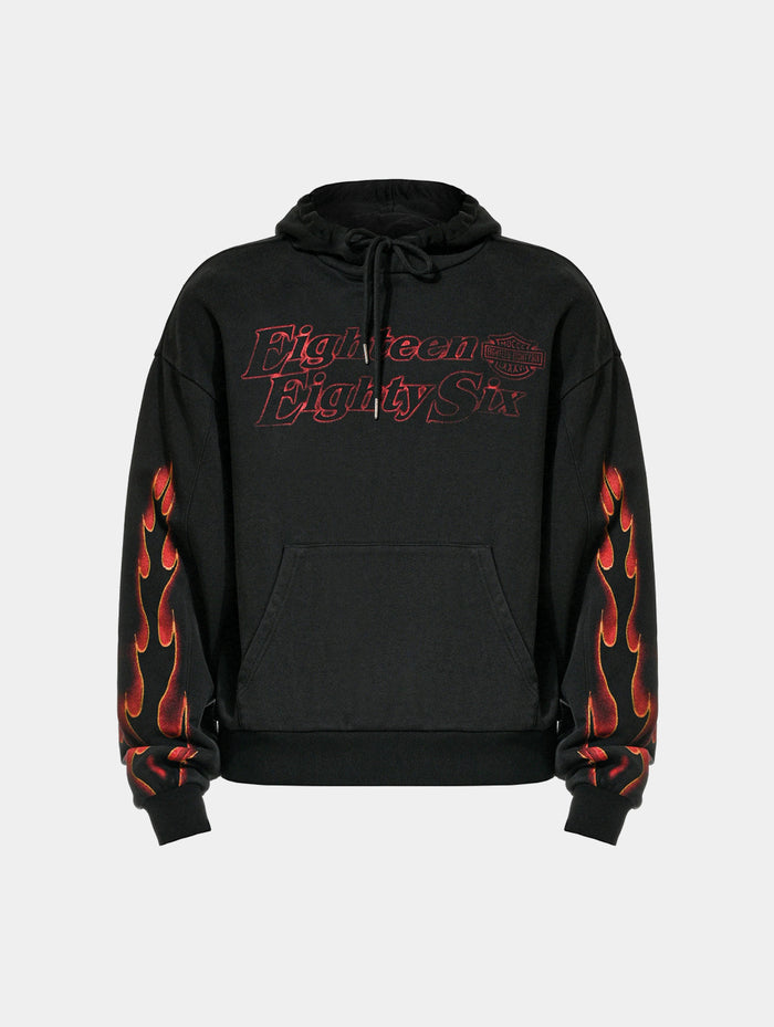 FLAME HOODIE M - BLACK