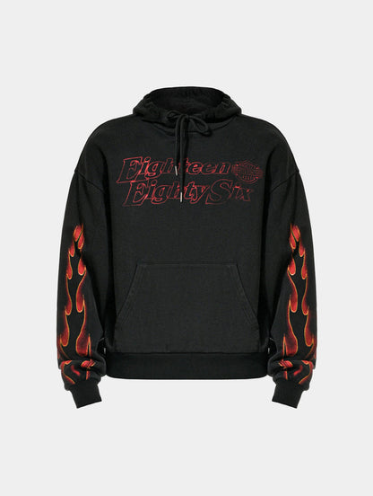 FLAME HOODIE M - BLACK