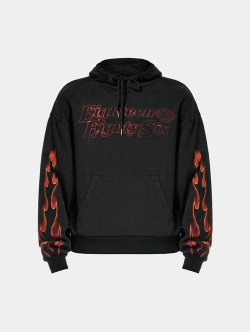 FLAME HOODIE M - BLACK