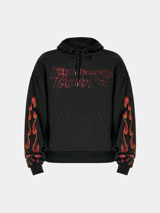 FLAME HOODIE M - BLACK