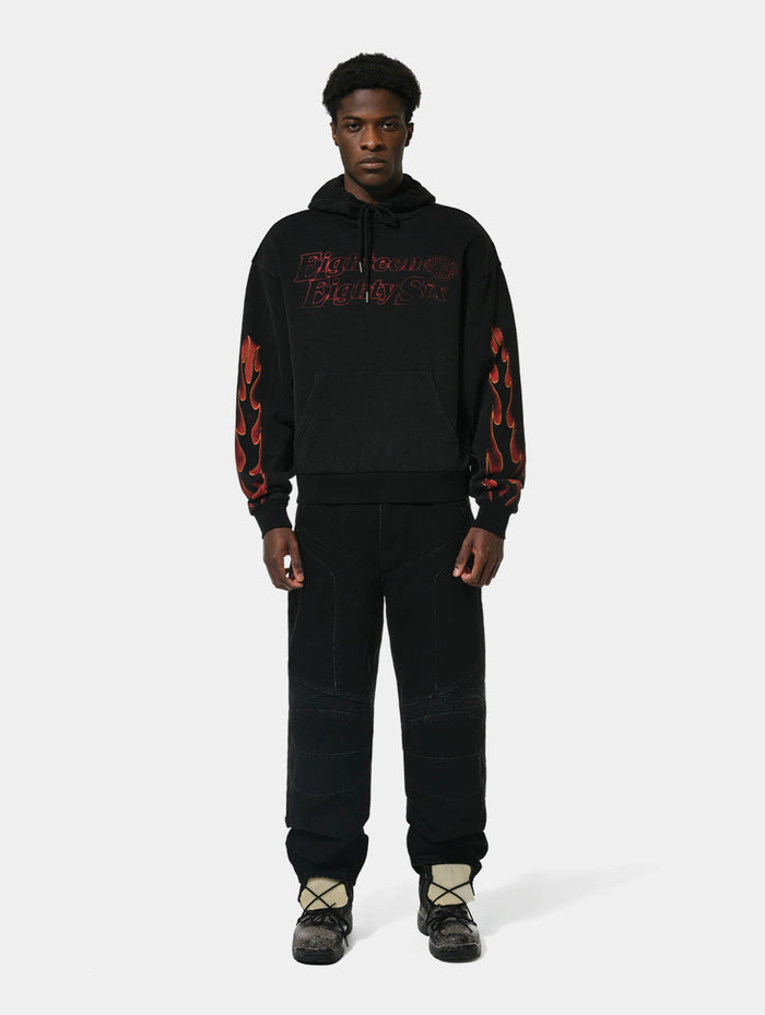 FLAME HOODIE M - BLACK