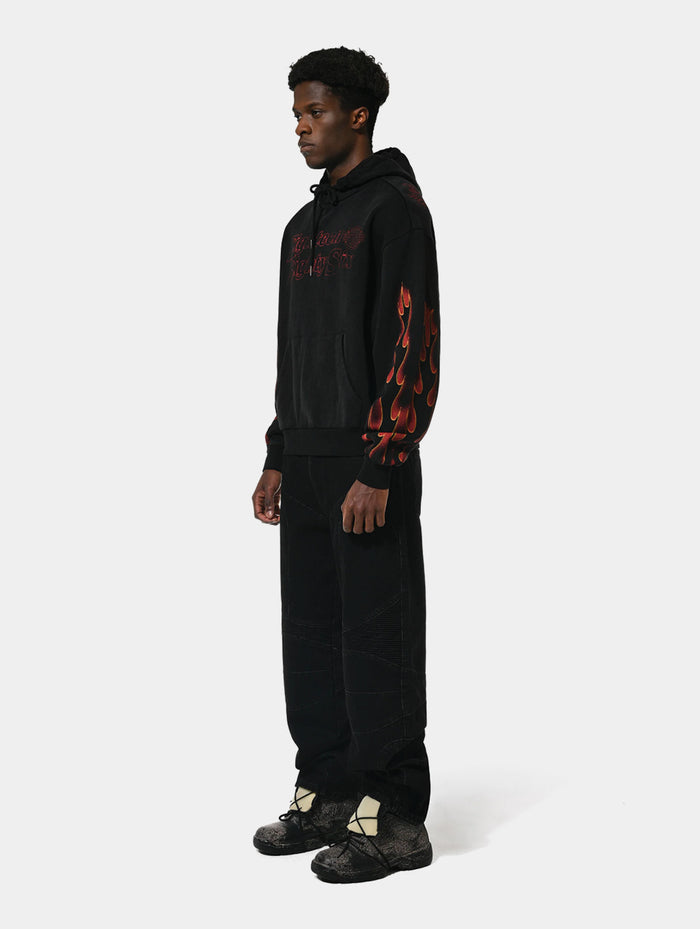 FLAME HOODIE M - BLACK