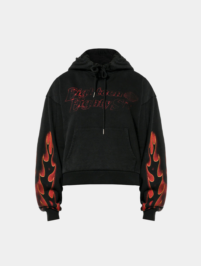 FLAME HOODIE W - BLACK