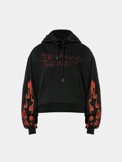 FLAME HOODIE W - BLACK