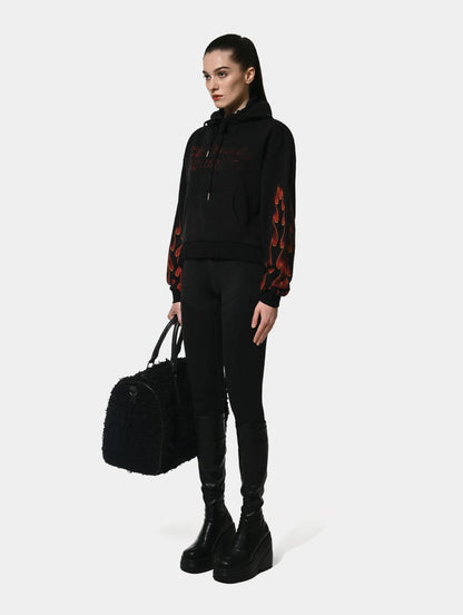 FLAME HOODIE W - BLACK