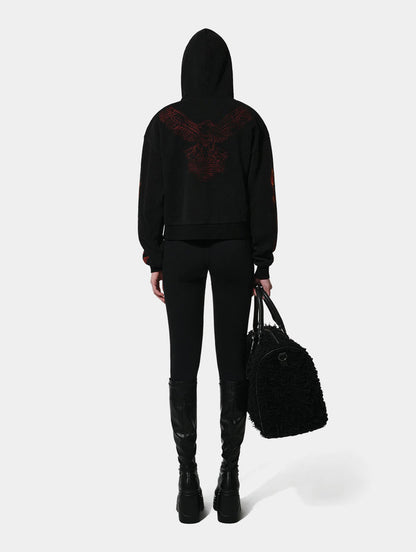 FLAME HOODIE W - BLACK