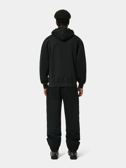 FLOWER EYE ZIP HOODIE - BLACK