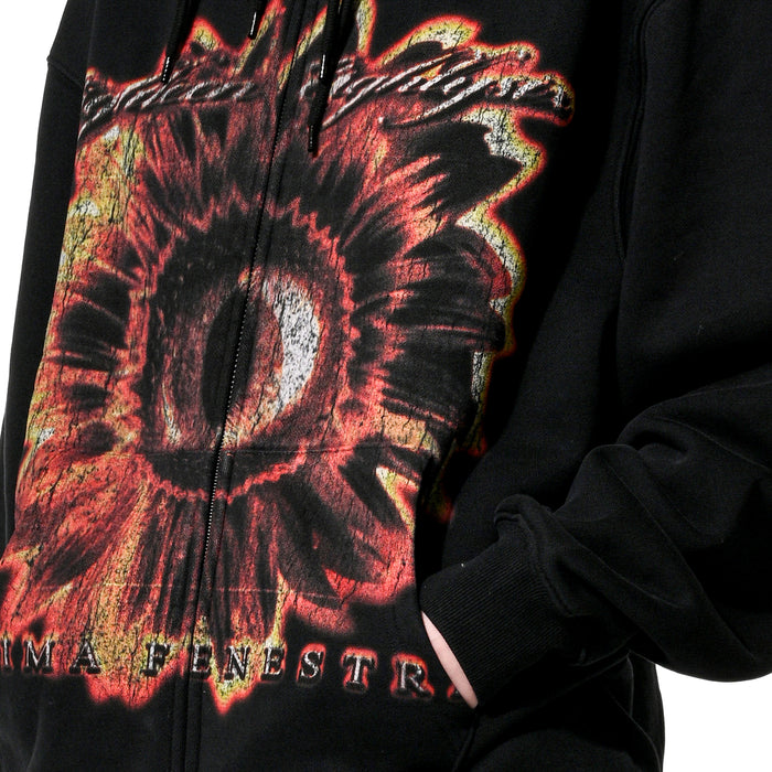 FLOWER EYE ZIP HOODIE - BLACK