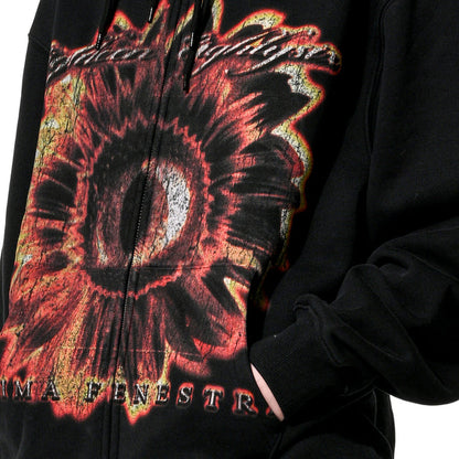 FLOWER EYE ZIP HOODIE - BLACK