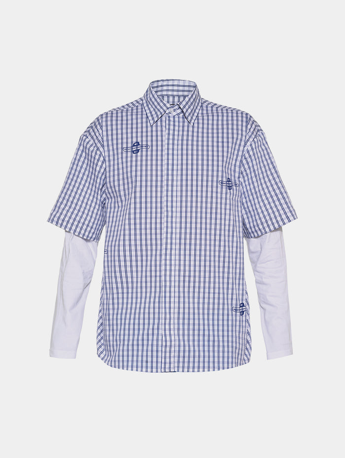 GINGHAM DOUBLE SHIRT - BLUE