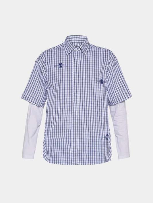 GINGHAM DOUBLE SHIRT - BLUE