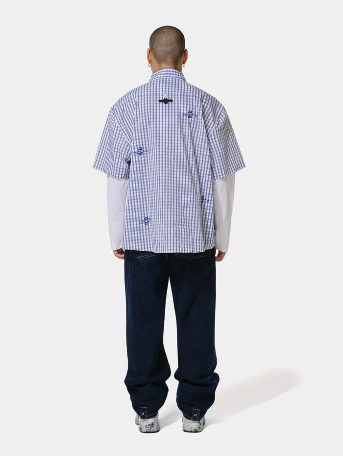 GINGHAM DOUBLE SHIRT - BLUE