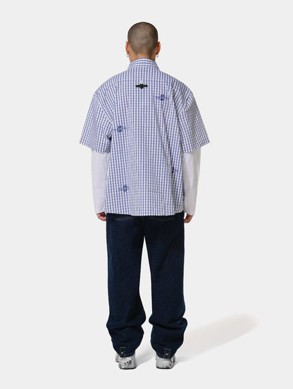 GINGHAM DOUBLE SHIRT - BLUE
