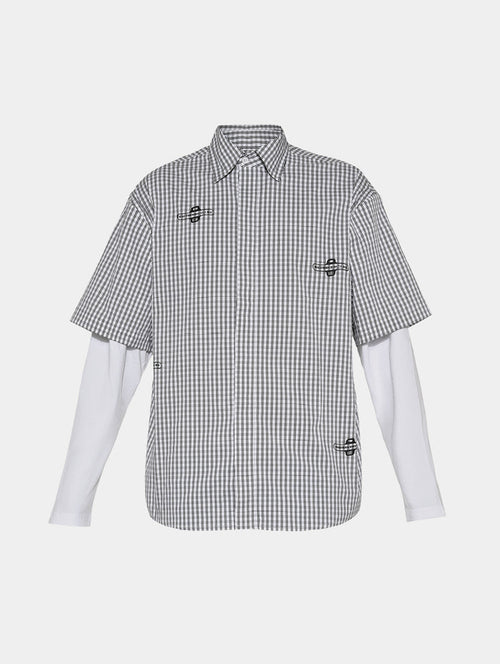 GINGHAM DOUBLE SHIRT - GREY