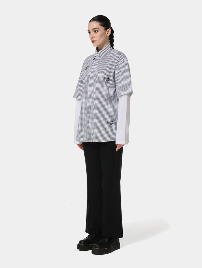 GINGHAM DOUBLE SHIRT - GREY