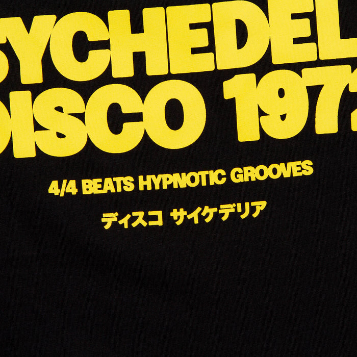 Global Psychedelic Disco 1972 Yellow Back Print - Tshirt - Black