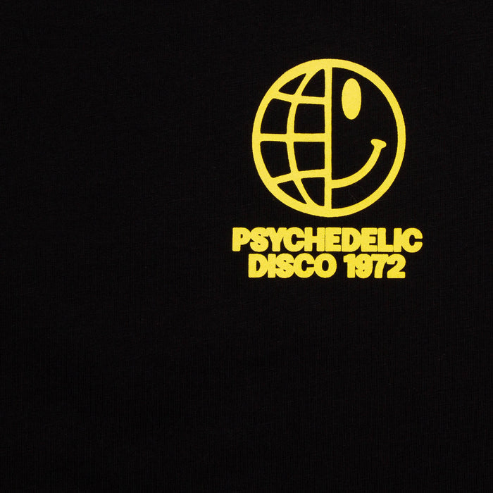 Global Psychedelic Disco 1972 Yellow Back Print - Tshirt - Black