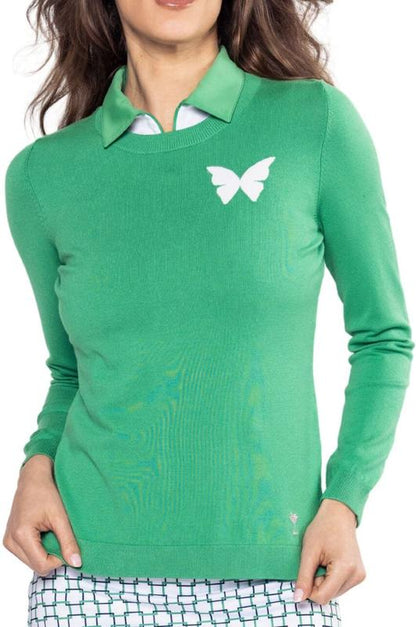 Golftini Butterfly Crewneck Sweater - Green/White
