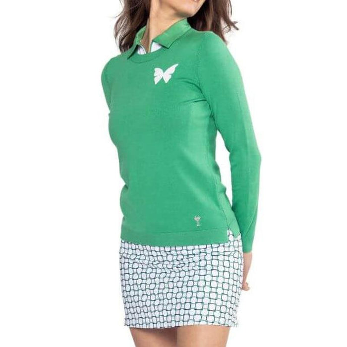 Golftini Butterfly Crewneck Sweater - Green/White
