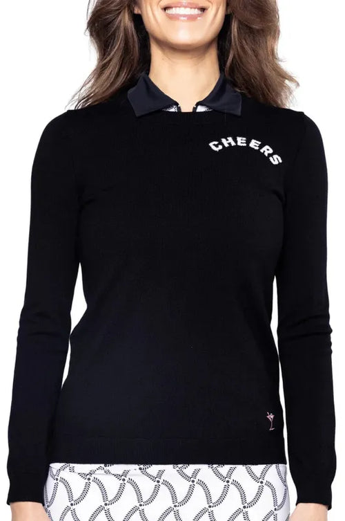 Golftini Cheers Crewneck Sweater - Black/White