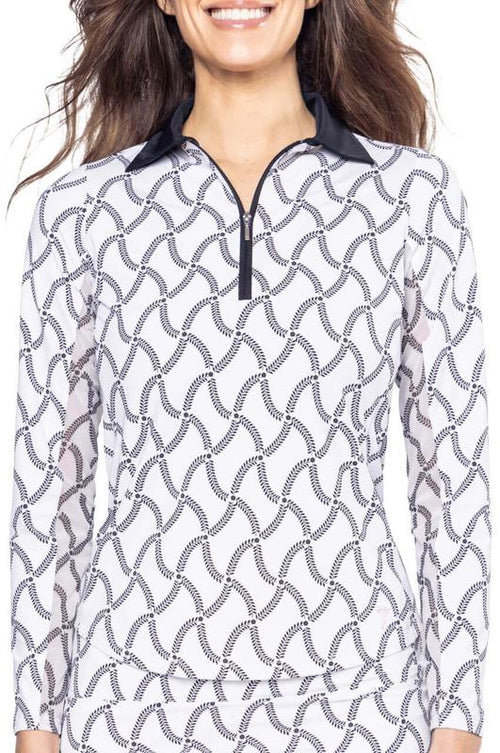 Golftini Cool Girl L/S Polo - Simply Elegant (White/Black)