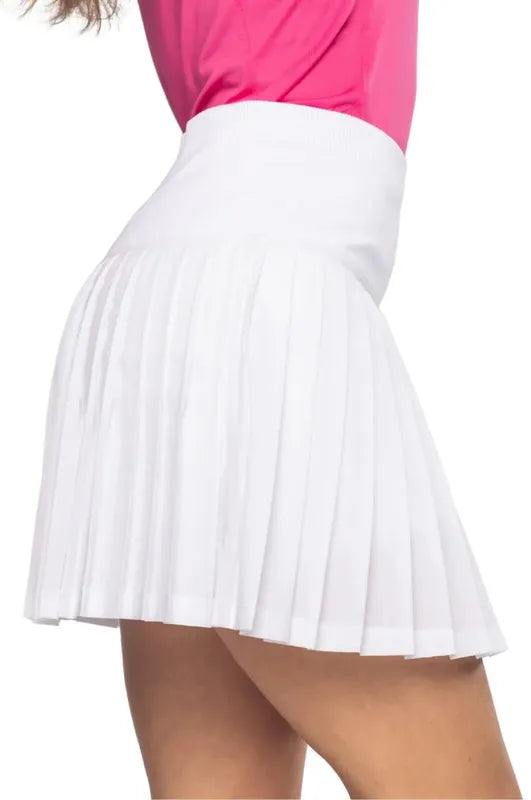 Golftini Flirty Varsity Pleat Skort - White