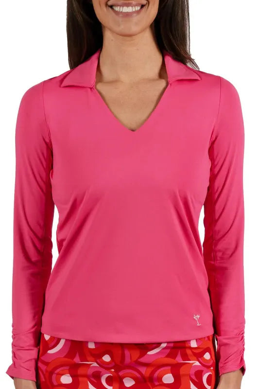 Golftini L/S Lisa Polo - Hot Pink