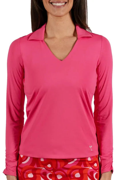 Golftini L/S Lisa Polo - Hot Pink