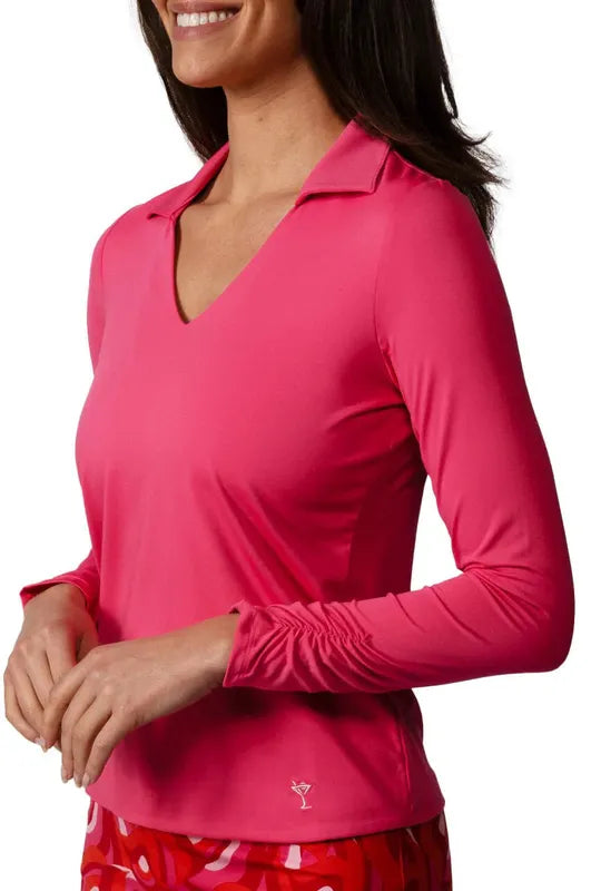 Golftini L/S Lisa Polo - Hot Pink