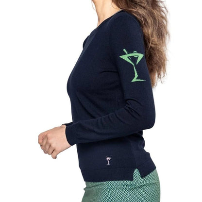 Golftini Martini Crewneck Sweater - Navy/Green