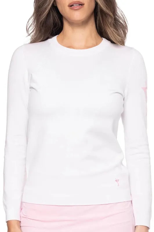 Golftini Martini Crewneck Sweater - White/Pink