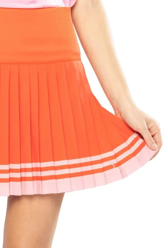 Golftini Playful Varsity Pleat Skort - Orange