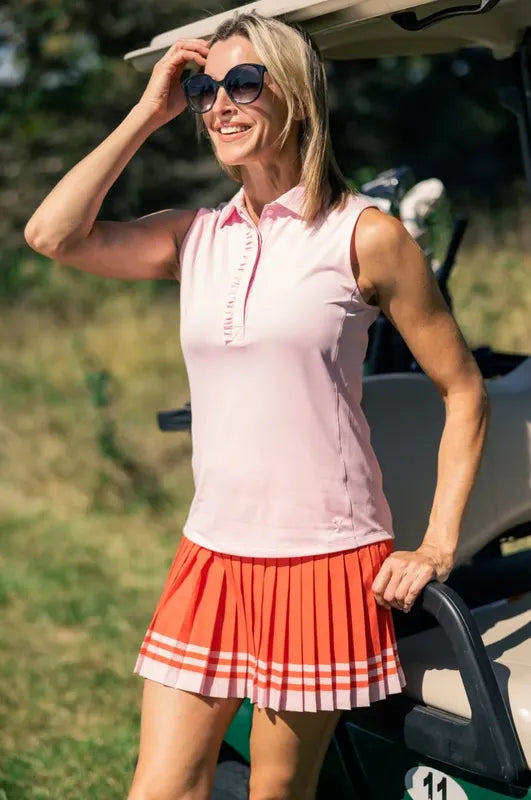 Golftini Playful Varsity Pleat Skort - Orange