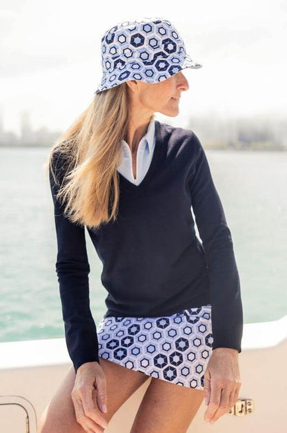 Golftini Ship Wrecked Pull-On Skort - Navy/Blue/White